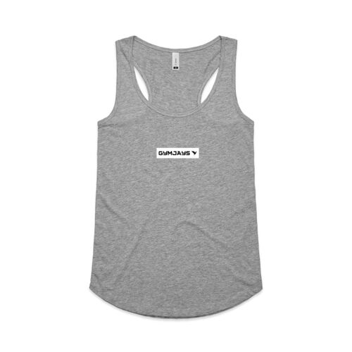 GYMJAYS Logo White Print Womens Racerback Singlet Thumbnail