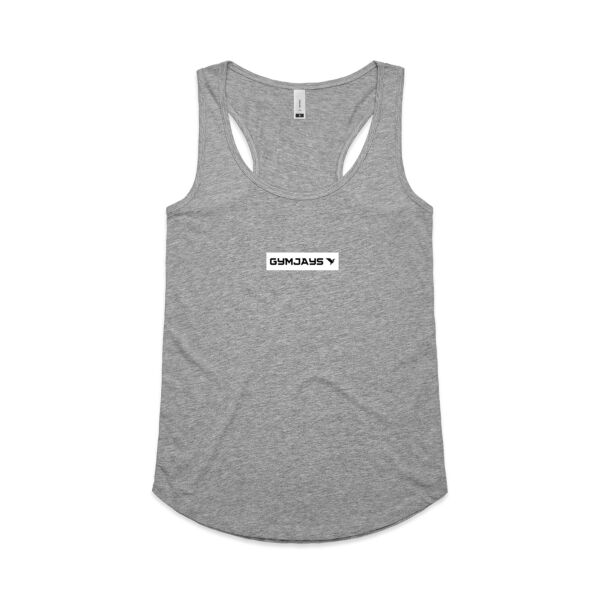 GYMJAYS Logo White Print Womens Racerback Singlet Thumbnail